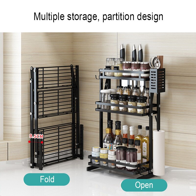 Kitchen-Organizer-Knife-Storage-Shelf-Foldable-Spice-Rack-2-3-Layers-Roll-Paper-Rack-Multifunction-Storage